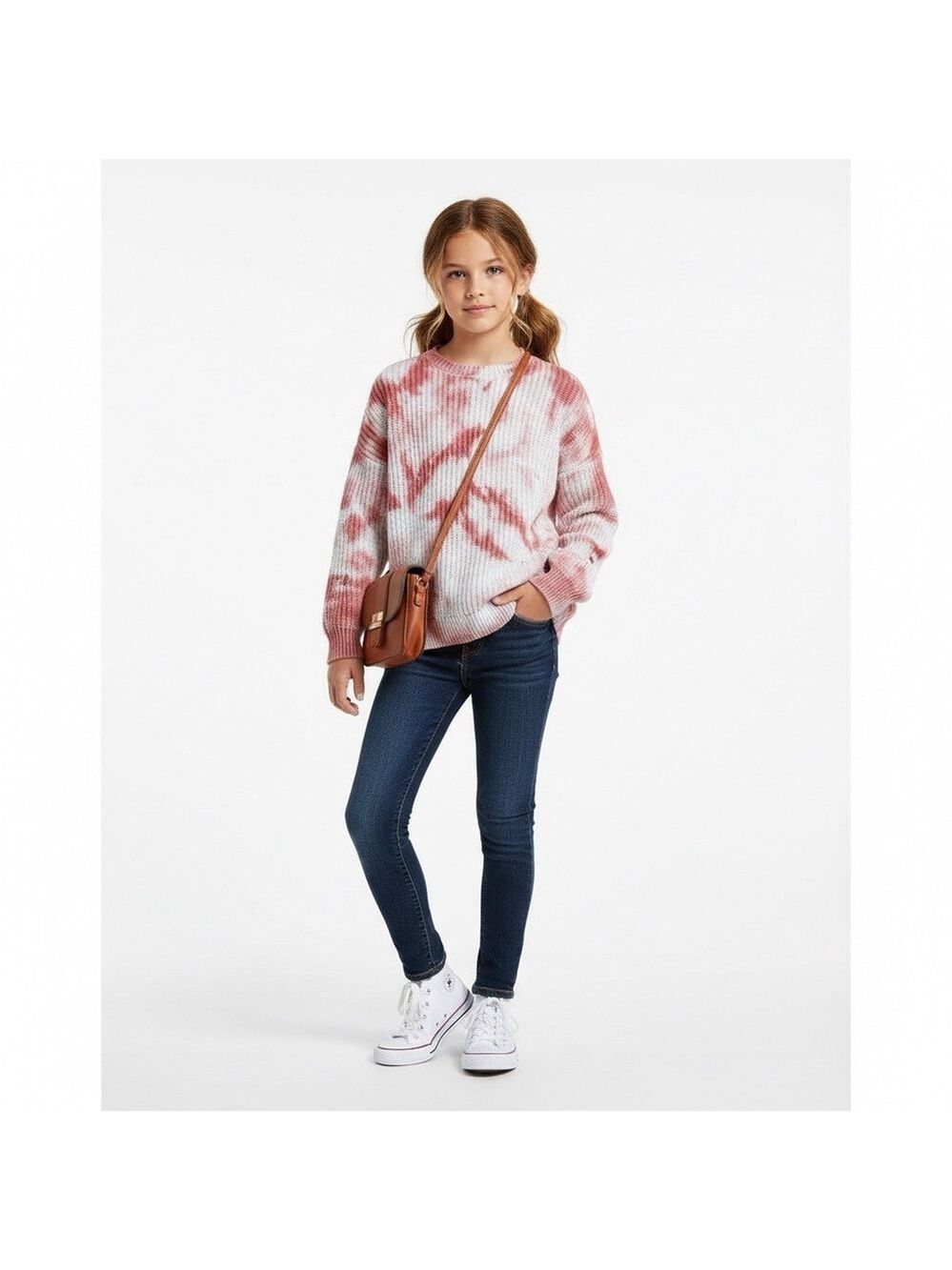 Freshman 1996 Girl's Size M (8/10) Pink Coral Tie Dye 100% Cotton Knit Sweater